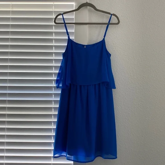 gianni bini blue dress Size 6 Gianni Bini Navy Blue New Square Neck Sleeveless Dress Flounce –  Conshy Consignment main image 0